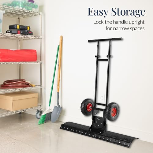 Best Choice Products 48in Heavy-Duty 2-Wheel Snow Pusher Hand Plow for Snow Removal w/Wheels, Adjustable Handle, Blade Angle - Black - color: Black, size: XL 48in w/Wheels