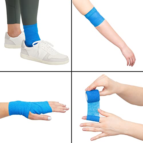 Juvale Cohesive Bandage Vet Wrap Rolls - Sprain & Strain Support Elastic Bandage & Vet Wrap for Dogs & Horses - Self-Adherent Dog Wound Care Tape - First Aid & Sports Tape - 12 Count, 4 in x 5 yd - size: 4 Inch x 5 Yards (12 Count)