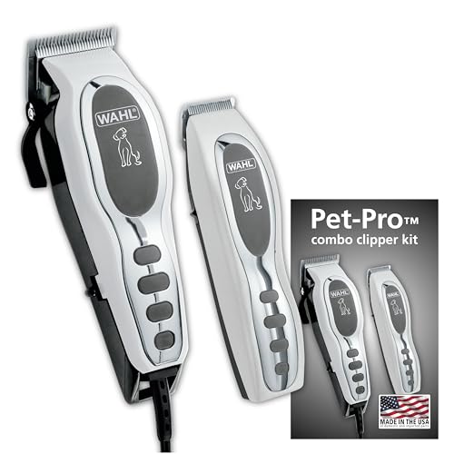 Wahl USA Pet-Pro Corded Clipper & Battery Trimmer Pet Grooming Kit for Dogs | At Home Dog Grooming For Full Hair Clipping, Face & Paw Trims, Light To Thick Coats, Brand Used By Professionals – Model 9284