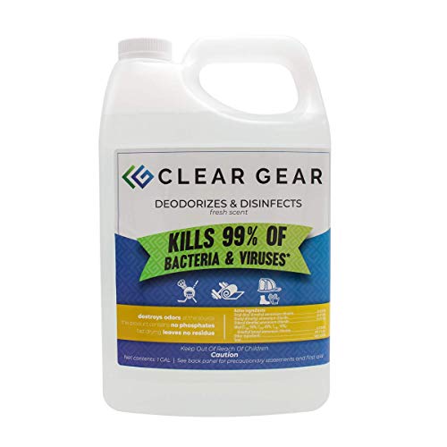 Clear Gear Disinfectant and Deodorizer for Sports Equipment 1 Gallon Bottle | Cleaner for Gyms and Fitness Centers, EPA-Registered, Hospital Grade, Mat Cleaner, Made in USA - size: 128 Fl Oz (Pack of 1)