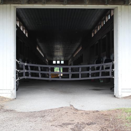 Country Pride Barn Door Guards, Heavyweight 2-Inch Polypropylene Webbing, Adjustable Length, Stainless Steel D-Ring Ends, Open-End Snaps, Stall Safety and Ventilation (12', Black) - color: Black, size: 12'