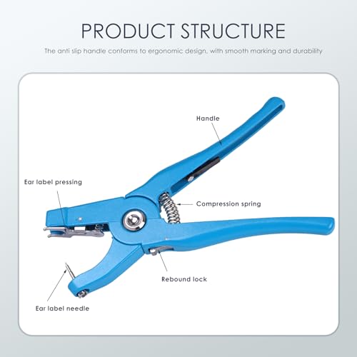 Cattle Ear Tagger Universal Livestock Ear Tag Pliers Applicator for Cattle Cow Pig Sheep Goat Livestock(Blue)