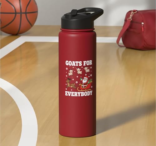 Goats For Everybody Christmas Kids Santa Reindeer Snowflake Stainless Steel Insulated Water Bottle - color: Red