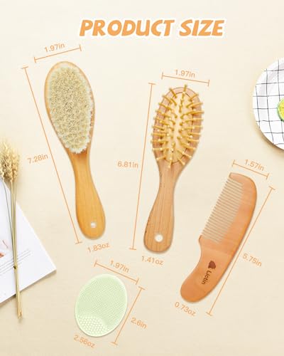 Baby Grooming and Health Kit, Lictin Nursery Care Kit, Newborn Safety Health Care Set with Hair Brush,Comb,Nail Clippers and More for Newborn (Walnut) | Baby Cradle Cap & Comb for Newborns & Toddlers, Baby Boy Girl Essentials, Perfect Baby Grooming Kit, S
