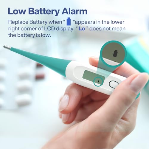 Boncare Digital Thermometer for Adults, Kids & Babies, Clear Blue | Accurate & Safe Oral and Rectal Thermometer with 10-Second Reading and Fever Alarm - color: Clear Blue