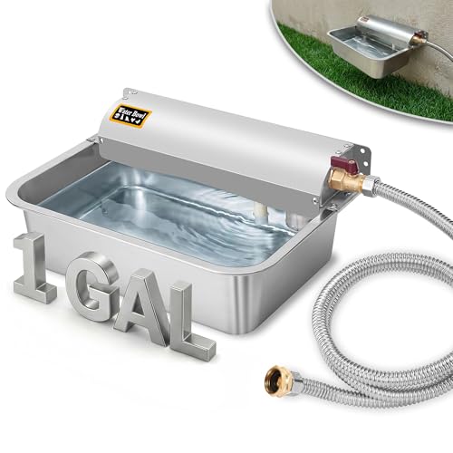 Automatic Pet Water Dispenser - 304 Stainless Steel Auto-Fill Water Bowl for Dogs - Poultry & Livestock - Float Water Level Control - 3/4" GHT Faucet Compatible - Wall Mount/Ground Usage - size: 1 GAL
