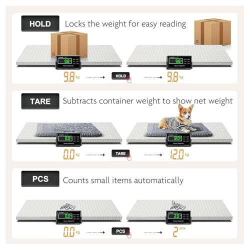 Charmline 1100lbs x 0.2lbs High Accuracy Digital Postal Scale with 41x21 in Large Stainless Steel Platform, Heavy Duty Scale for Dog, Pig, Goat Sheep, Battery & AC Adapter Powered, Slip-Resistant - size: 41x21 in