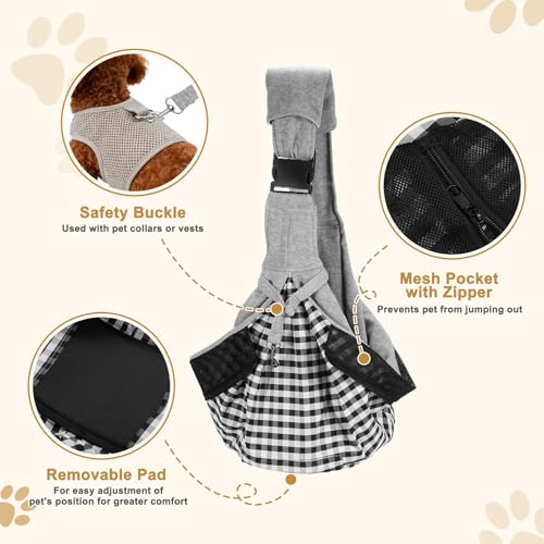 Dog Sling Carrier for Small Dogs and Cats Up to 16.5 Lbs, Breathable with Shoulder Pad Pet Crossbody Shoulder Bag, (Gray, 1 Pcs) Intended for Outdoor/Camp/Travel - color: Gray