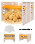 Chicken Coop Heater - Briidea 80W Chick Brooder Heating Plate with Constant Heat, 10 PET Cleaning Film, Adjustable Height & Angle, Cozy as a Mother Hen for 15 Small Poultry 10" x 10" - color: Fence style