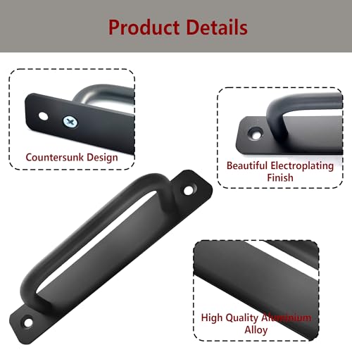 5 inch Sliding Barn Door Handle, Black Aluminium Alloy Gate Handle, Modern Cabinet Pull Closet Door Handle for Sliding Barn Door Gate Cabinet Closet Drawer Kitchen Bathroom, 2Pcs - size: 5 Inch