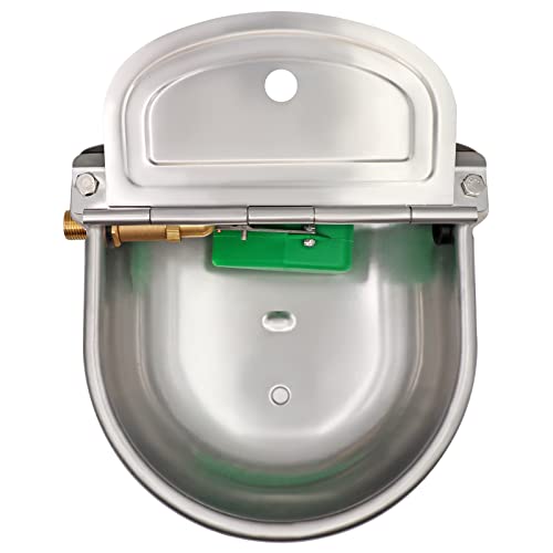 Automatic Dog Water Bowl Dispenser with Brass Float Valve and Drain Hole | Heavy‑Duty 304 Stainless Steel, Wall‑Mounted, Auto‑Refill Waterer, for Dogs, Cats, Chickens, Cattle, Pigs, Goats and Sheep