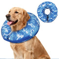 IEUUMLER Inflatable Recovery Dog Cone Collar, Neck Donut Protective ECollar, Adjustable Soft Collar for Dog and Cat After Surgery Prevent from Biting & Licking EU020 Blue Camo M - color: Blue Camo, size: Medium (Neck:8''-10'')