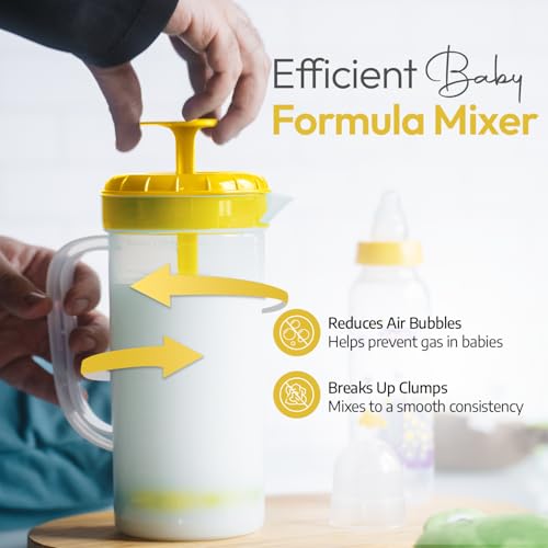 1 Quart Plastic Mixing Pitcher with Mixing Lid, BPA Free, Shatterproof Beverage Jug for Iced Tea, Lemonade, Juices, Milk – Leak-Proof, Easy Stirring, Dishwasher Safe | Yellow - color: Yellow, Mixing Pitcher w/ Opt. Lid