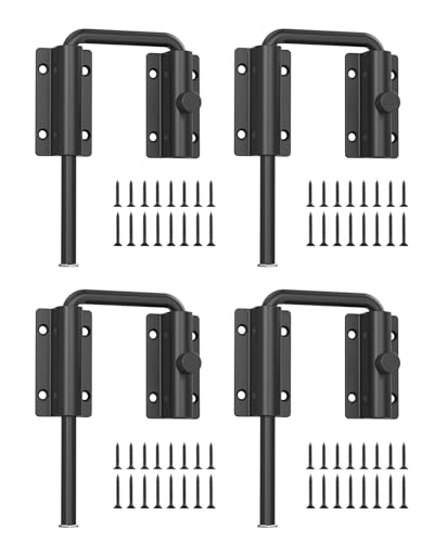 Sliding Door Loop Lock, Multi-Angle Barn Door Lock, Black-4 PCS | Aluminum Alloy, U-Shaped Loop Latch for French/Fences/Windows/Screen/Patio Sliding Doors - color: Black-4 PCS
