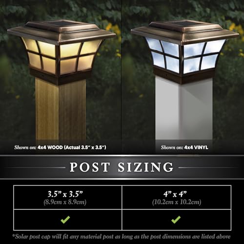 Classy Caps 4x4 Prestige Solar Post Cap - Fits 3.5"x3.5" and 4"x4" Deck & Fence Posts - Electroplated Copper - Warm/Cool Light Color Modes - SL079C - color: Copper