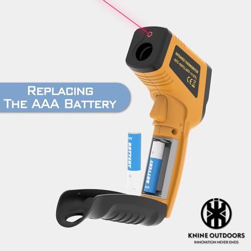 KNINE OUTDOORS Infrared Thermometer Gun, -58℉ to 1112℉ | Temp Gun, Laser Temperature Gun, for Cooking, Oven, BBQ, Griddle, Meat, HVAC Engine, Distance to Spot Ratio 12:1, Orange - color: Orange
