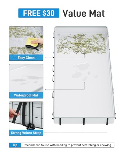 BUCATSTATE Guinea Pig Cages with Floor Mat, 20 Panels Guinea Pigs Playpen with Top Cover, Metal Rabbit Cage Indoor for Hedgehogs, Quail, Chickens (47" L x 24" W x 12" H) - style: 47"x24"x12" (LxWxH)