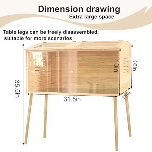 Fengxin Brooder Box for Chicks,Quail cage,Quail coop,Kit with Heat,Chick Brooder Box with Sliding Door,with Thermostat,Table Legs, Temperature and Humidity Meter (31.5×16×16 inches) - color: 31.5×16×16 inches