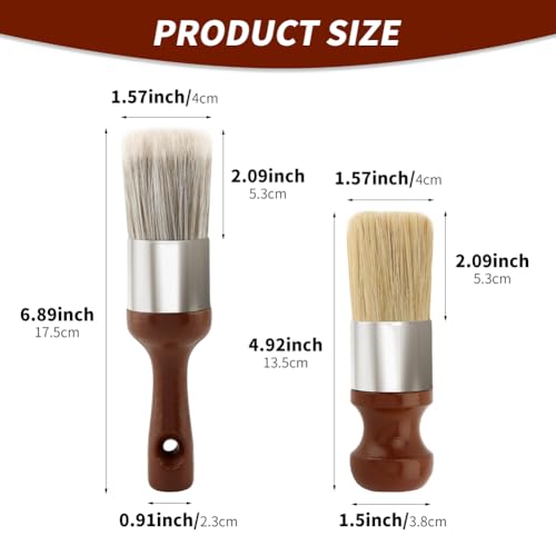 Leather Cleaning Brush 2 Pack Soft Bristle Wood Handle Car Sofa | Wooden handles for comfortable grip; gentle bristles won't scratch surfaces; dual sizes for large areas and tight spaces