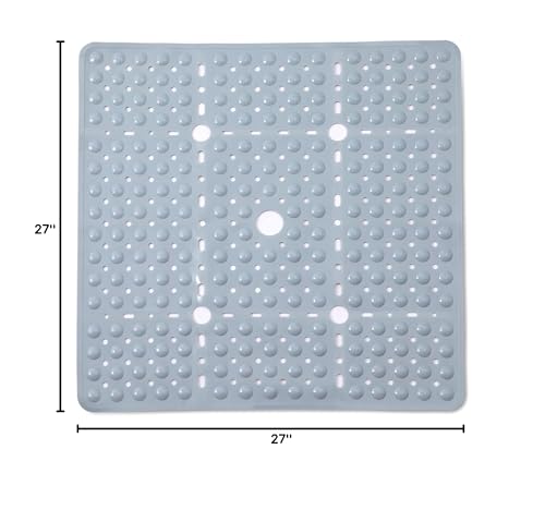 ENKOSI Large Square Shower Mat – Non-Slip Shower Floor Mat for Bathroom Shower Stalls – Anti-Slip Square Bath Mat for Smooth Surfaces – 27 x27 Inch Coverage (Mint Green 27x27) - color: Mint Green