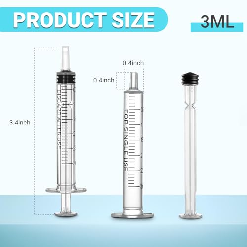 10 Pack 3ml Syringe with Cap, ANCKNE Disposable Syringes for liquid, Colostrum Syringes, No Needle for Pet Feeding, Scientific Labs, Measuring Liquids, Oil & Glue Dispenser - size: New-3ml Syringes-10Pcs