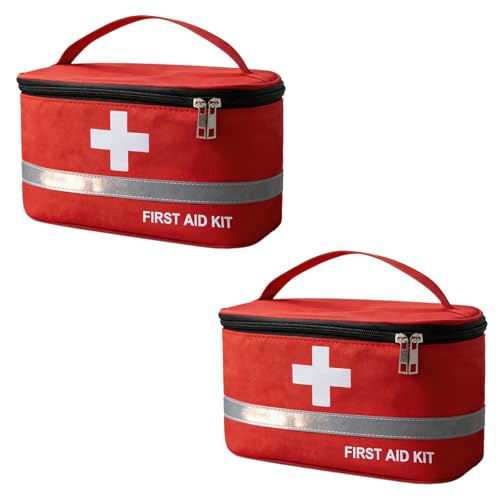 2 PCS Empty First Aid Bag, Portable Medical Bag Organizer for Home, Travel, Car, Camping, Hiking & Outdoor Emergencies, Emergency Medicine Pouch(Bag Only)