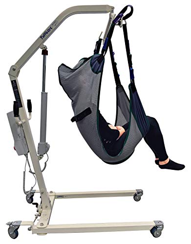 Electric Patient Lift - Rhino Lift with Manual Low Base - with Shower Full Sling(Large), 450 lb. Weight Capacity. - color: Lift+shower Full Sling, size: Large