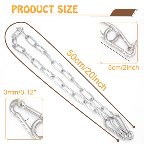 Biaungdo 20 Inch Gate Chain Lock, Chain Link Lock | Fence Gate Latch with Carabiner, Stainless Steel Chain Link Gate Lock for Outdoor Fence, Livestock Gate, Yard