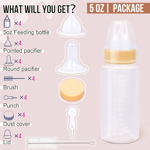 Puppy Kitten Nursing Bottle 5oz - Small Animal Feeding Kit with Nipples | Hand Feeding Supplies for Puppies, Kittens, Rabbits, Ferrets & Newborn Pets - color: YELLOW