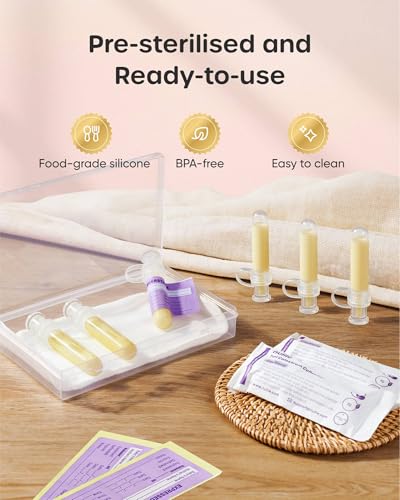 Nuliie 8pcs Colostrum Collector Kit, 7ml, Leakproof, Reusable, BPA-Free | Breast Milk Collector, Heat & Freezer Resistant, Cotton Cloth Wipe, Storage Case, Cleaning Brush, Ready-to-Use for Newborns - size: 8 Count