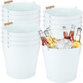 Didaey 12 Pcs 9 Quart Large Galvanized Metal Buckets with Handle Inch Heavy Duty Stainless Steel Pails Round Pail for Party Wedding, Crafts, Utensils, Table Centerpieces (White) - color: White