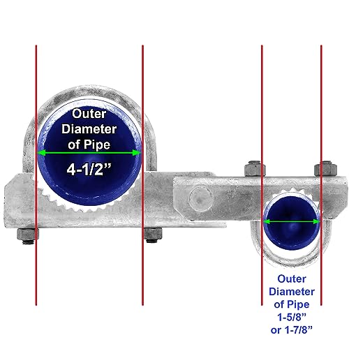 Chain Link Fence 180 Degree Commercial Duty Gate Hinge-for 4-1/2" Outside Diameter Gate Post/Pipe & 1-5/8 Thru 1-7/8" Gate Frame. Chain Link Post Gate Hinge - Hinge U Bolts Included - Qty 2 - size: 4-1/2" Post - 2 Pack