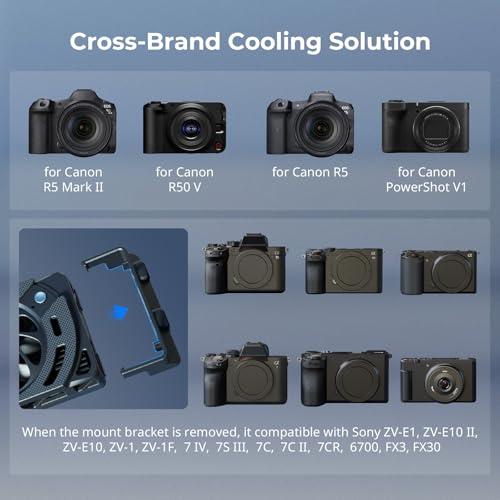 SMALLRIG R50 V / R5 II/ R5 / R50 / PowerShot V1 Camera External Cooling System with Dual-Speed Modes, Snap-On Cooling Fan with TEC Cooling Module for Sony ZV-E1/ A7 IV/ A6700/ FX3-5063 - style: for Canon