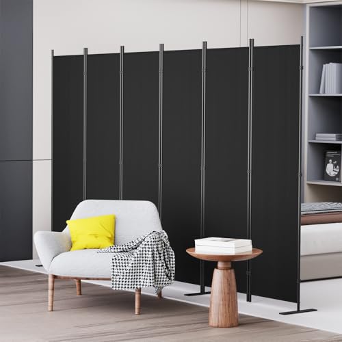 C-Hopetree 6 Panels Room Divider, 6 Ft Tall Indoor Folding Privacy Screen, Portable Partition Separator, Freestanding Separation Temporary Wall for Office, Bedroom, 120" W X 71" H, Black - size: 6-Panel
