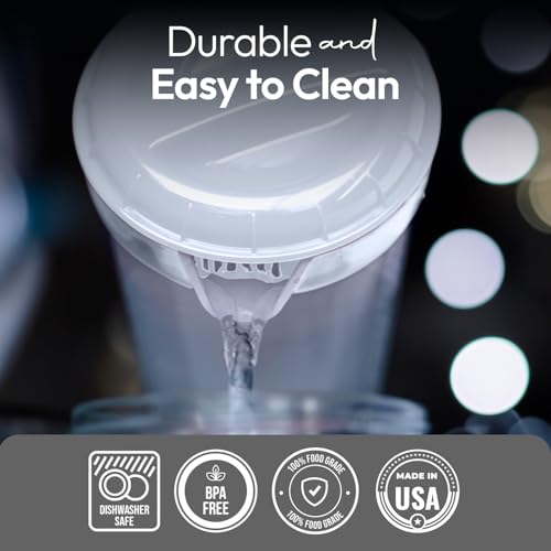 1 Quart Plastic Mixing Pitcher with Mixing Lid, BPA Free, Shatterproof Beverage Jug for Iced Tea, Lemonade, Juices, Milk – Leak-Proof, Easy Stirring, Dishwasher Safe | White - color: White, 1qt Mixing Pitcher