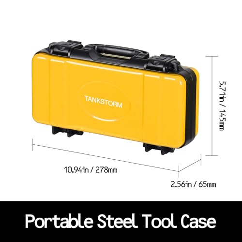 11" Yellow Metal Tool Box, Portable Steel Tool Case with Secure Latch & Handle, Empty Storage Organizer for Home DIY & Small Tools - color: Yellow