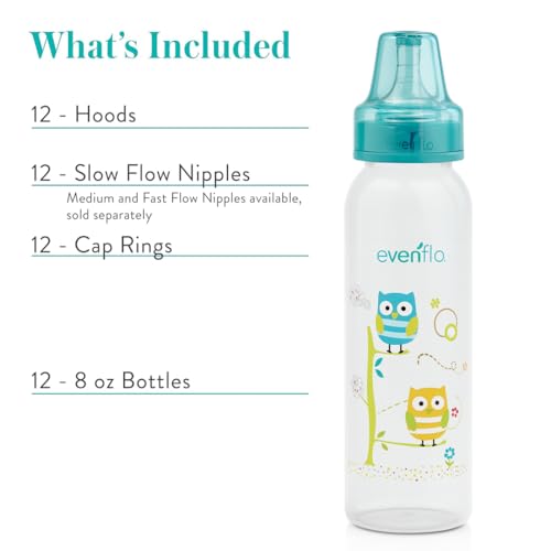 Classic Prints Polypropylene Bottles for Baby, Infant and Newborn - Blue/Green/Teal, 8 Ounce (Pack of 12) - size: 1 Count (Pack of 12)