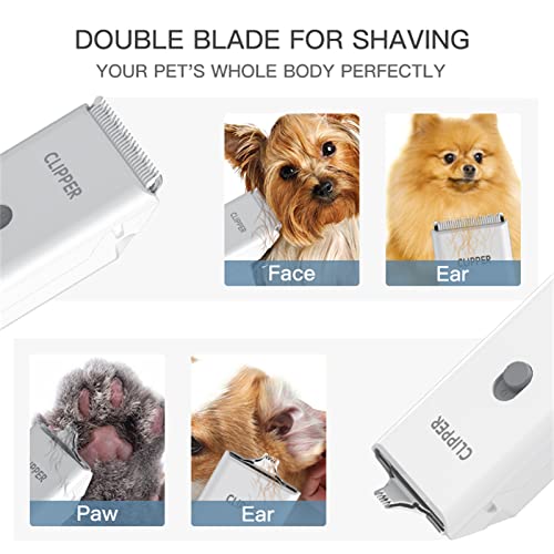 2-in-1 Professional Dog Grooming Kit - Low Noise, Waterproof, USB Rechargeable, and Safe Ceramic Blade - Gift for Dogs and Cats (White) - color: Map005-white