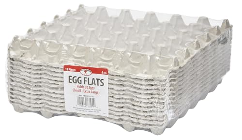 Little Giant® Egg Flat Carton - Reinforced Flat Egg Carton Trays Holds 30 Eggs for Storage and Transport - Pack of 12 - Made in USA