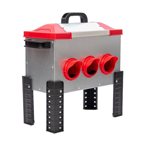 RentACoop 15 lb Metal Poultry Feeder with 6 Ports & Adjustable Legs - size: 15 LB