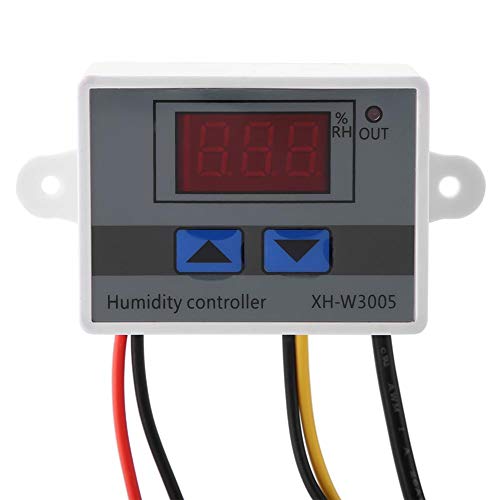 Digital Hygrometer, XH-W3005 Digital Hygrometer Switch Controller Humidity Sensor 0~99% RH 12V/24V/220V Capacitor Assortment Digital Humidity Controller(220V)