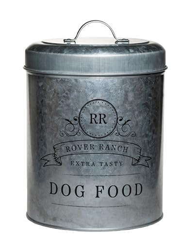 Amici Home Rover Ranch Metal Pet Food Canister - Silver 140 Oz - style: Pet Food