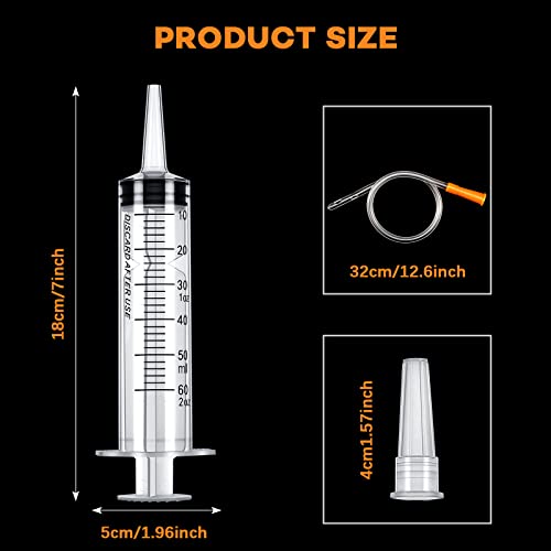 Tondiamo 4 Pack Lamb Goat Kid Feeding Kit 60ml Plastic Syringes 12.6 Inch Clear Feeding Tube Set