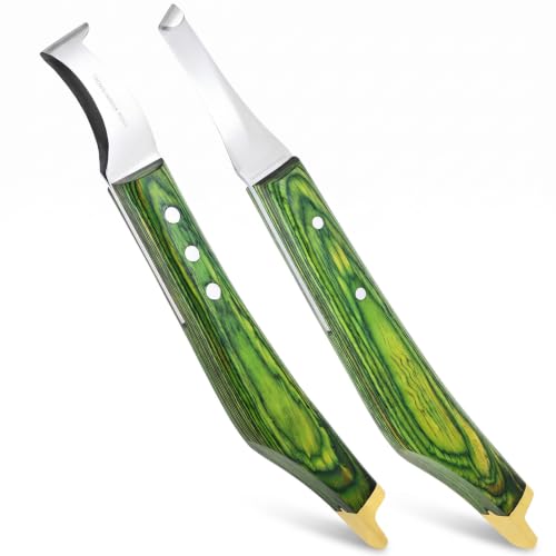Premium Loop & Hoof Knife Set with Brass End, 9 Inch | Razor sharp stainless steel blades, ergonomic non-slip grip, hoof trimming for horses, cows, goats, sheep & livestock (Green) - color: Multi
