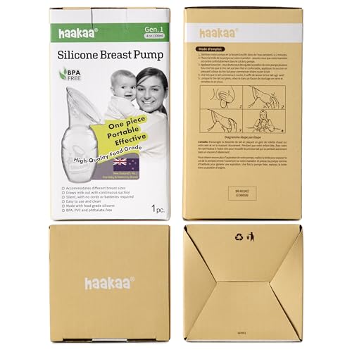 haakaa Manual Breast Pump for Breastfeeding 4oz/100ml | Premium Silicone Made, Portable & Flexible, One-piece Design, Lightweight, On-the-Go, BPA Free, PVC-free, phthalate-free - size: 4 Ounce