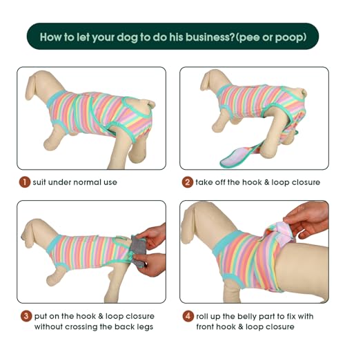 Kuoser Recovery Suit for Dogs Cats, Soft Dog Surgery Suit Female Male Spay | Professional Dog Onesie for Surgery, Substitute E-Collar & Cone, Prevent Licking Dog surgical suit Pet Neuter Suit - color: Purple Stripe, size: X-small (Back:8.3-11.4'', Weight: