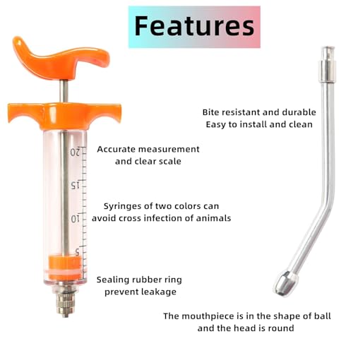 1 Pcs Goats Feed water filler, Drench Nozzle, Reusable, Adjustable Dosage, for Cattle, Sheep, Goats, Horse, Pig, Dog Supplies (Orange 20ml) - size: D (20ml)