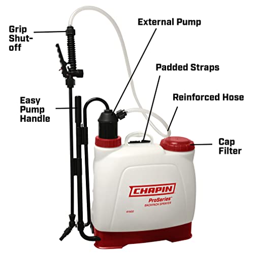 CHAPIN 4-Gallon Backpack Sprayer with Anti-Clog Filtration | Durable translucent poly tank for fertilizers, herbicides, pesticides and lawn care - size: 4 Gallon, Euro Style