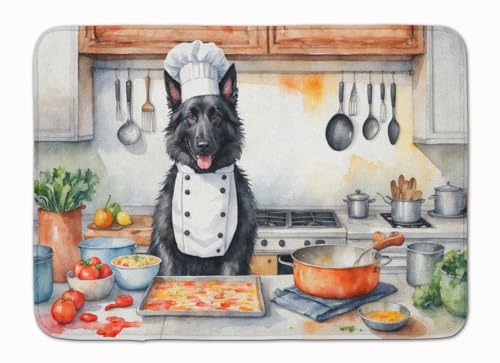 Caroline's Treasures Belgian Sheepdog The Chef Memory Foam Kitchen Mat Machine Washable Anti-Fatigue Mat Cushion Comfort Bath Mat or Kitchen Rug - color: Belgian Sheepdog 6201