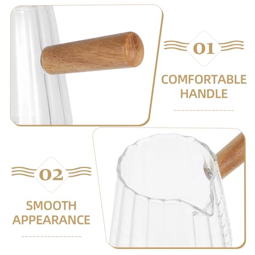 Cabilock Glass Milk Frothing Pitcher Measuring Cup 4.72 X 2.87 X 2.75 in Milk Cup with Spout for Espresso Latte Art Baking Sauce Syrup Home Bar and Party Use